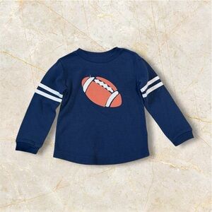 Little Me Navy Blue Long Sleeve Football Waffle Knit Shirt Size 2T